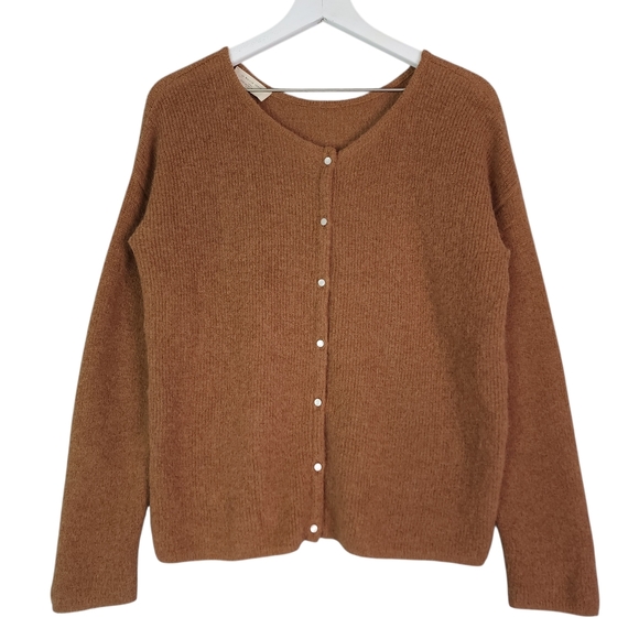 Sezane Gaspard Button Up Cardigan In Camel - Picture 3 of 10